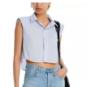 Citizens Of Humanity Light Blue Anders Sleeveless Boxy Crop Top